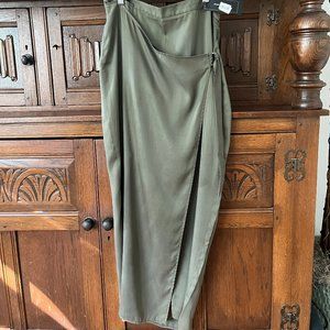 BCBG MAX AZRIA Maxi Faux Wrap Skirt Dusty Olive never worn new with tags Medium